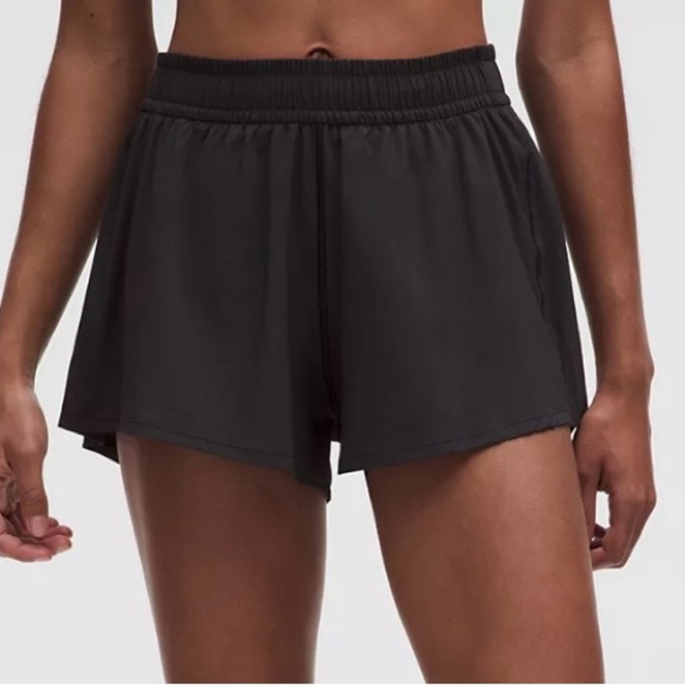 lululemon pace crush high rise Black Shorts large ***WITH INTENTIONAL DAMAGE***